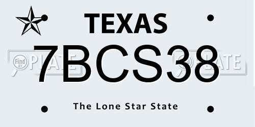 7BCS38 Texas License Plate