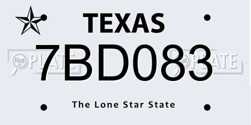 7BD083 Texas License Plate