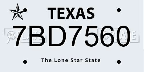 7BD7560 Texas License Plate