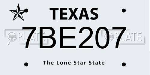7BE207 Texas License Plate