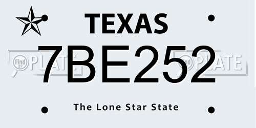 7BE252 Texas License Plate