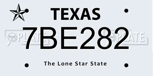 7BE282 Texas License Plate