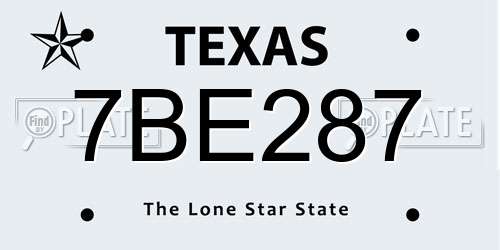 7BE287 Texas License Plate