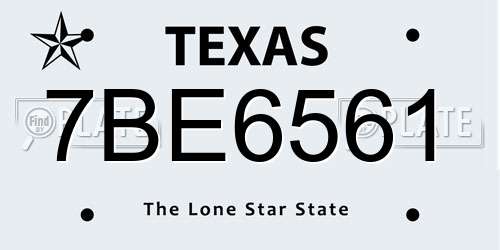 7BE6561 Texas License Plate