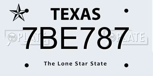 7BE787 Texas License Plate