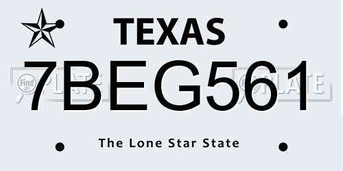 7BEG561 Texas License Plate
