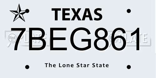 7BEG861 Texas License Plate