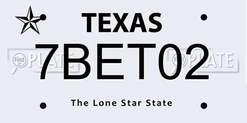 7BET02 Texas License Plate