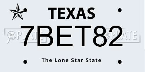 7BET82 Texas License Plate