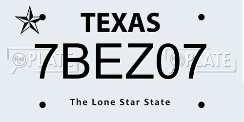 7BEZ07 Texas License Plate