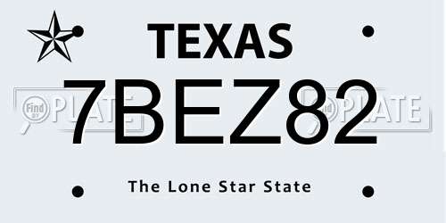 7BEZ82 Texas License Plate