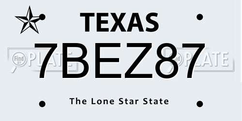 7BEZ87 Texas License Plate