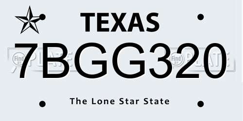 7BGG320 Texas License Plate