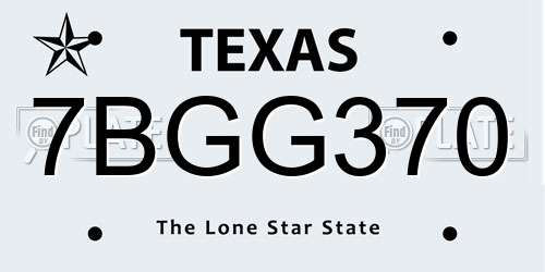 7BGG370 Texas License Plate