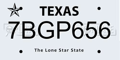 7BGP656 Texas License Plate
