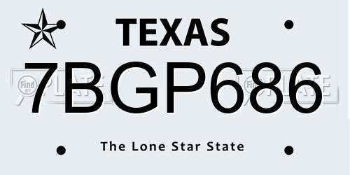 7BGP686 Texas License Plate
