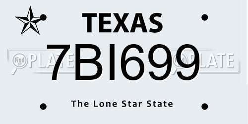 7BI699 Texas License Plate