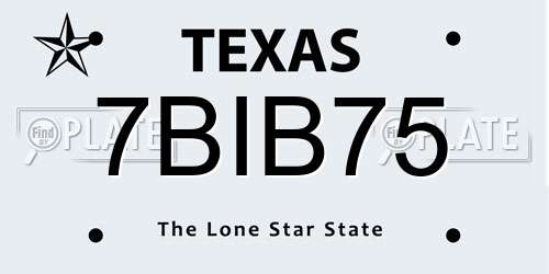 7BIB75 Texas License Plate