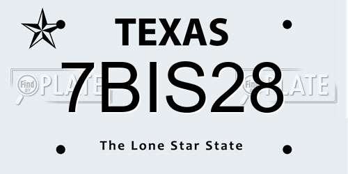 7BIS28 Texas License Plate