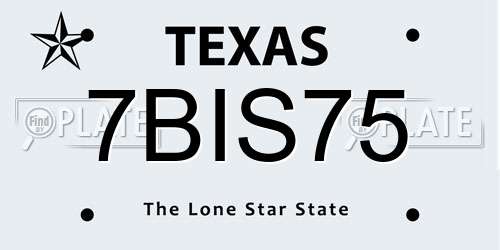 7BIS75 Texas License Plate