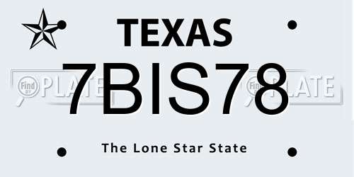 7BIS78 Texas License Plate