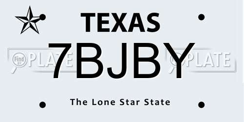 7BJBY Texas License Plate