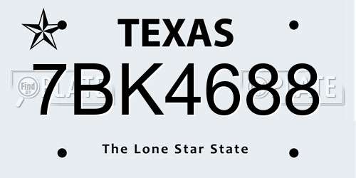 7BK4688 Texas License Plate