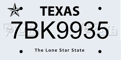 7BK9935 Texas License Plate