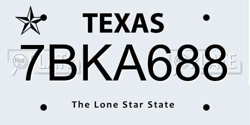 7BKA688 Texas License Plate