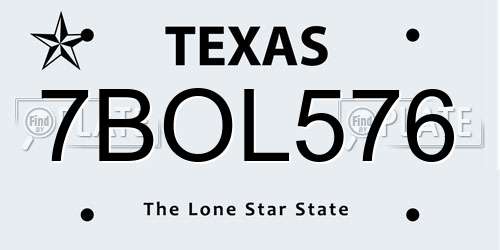 7BOL576 Texas License Plate