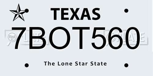 7BOT560 Texas License Plate