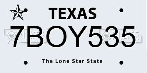 7BOY535 Texas License Plate
