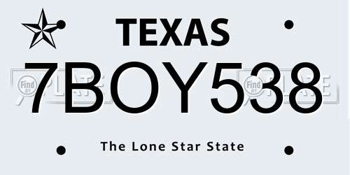 7BOY538 Texas License Plate