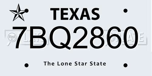 7BQ2860 Texas License Plate