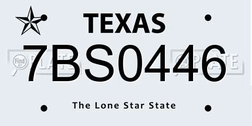 7BS0446 Texas License Plate
