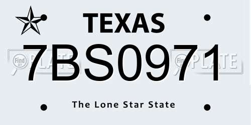7BS0971 Texas License Plate