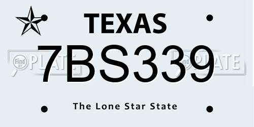 7BS339 Texas License Plate