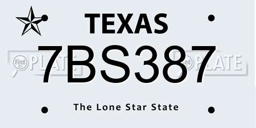 7BS387 Texas License Plate