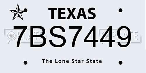7BS7449 Texas License Plate