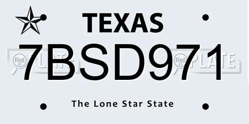 7BSD971 Texas License Plate