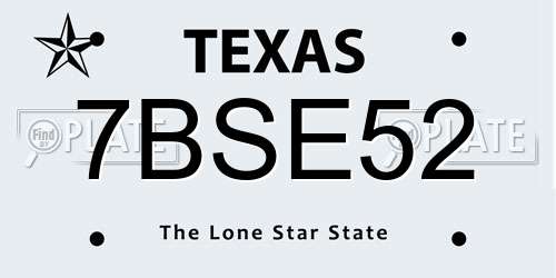 7BSE52 Texas License Plate