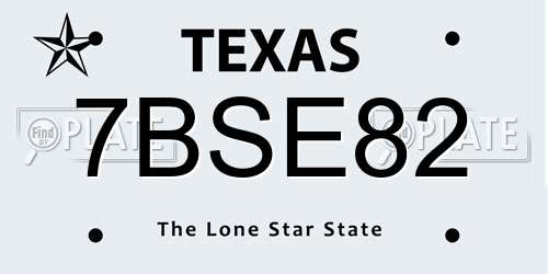 7BSE82 Texas License Plate