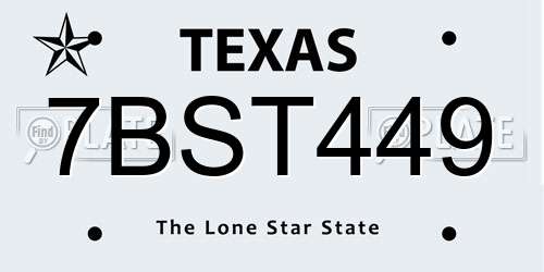 7BST449 Texas License Plate