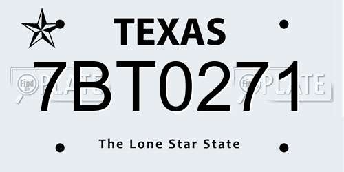 7BT0271 Texas License Plate