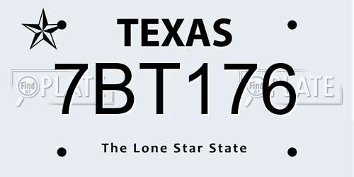 7BT176 Texas License Plate