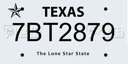 7BT2879 Texas License Plate