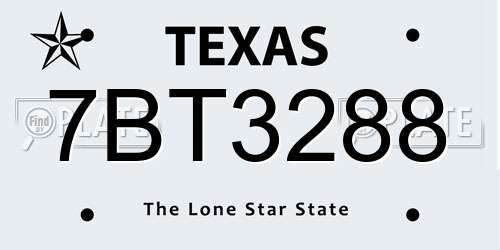 7BT3288 Texas License Plate