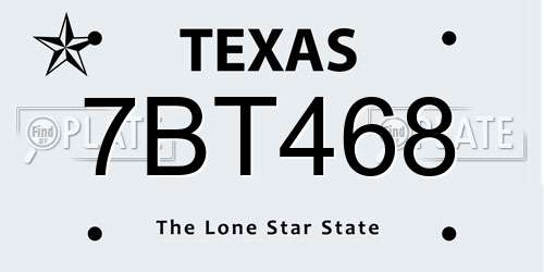 7BT468 Texas License Plate