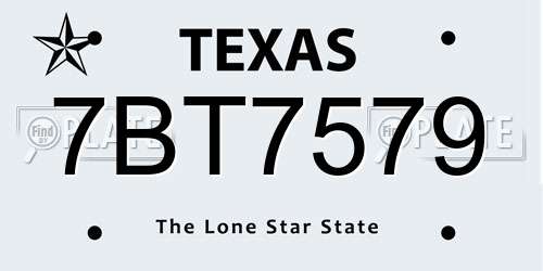 7BT7579 Texas License Plate