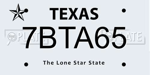 7BTA65 Texas License Plate